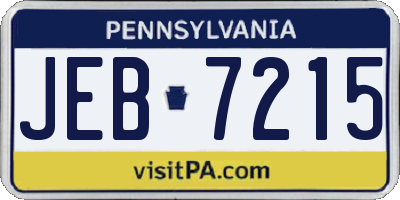 PA license plate JEB7215