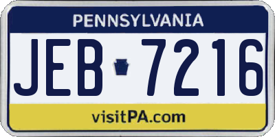 PA license plate JEB7216