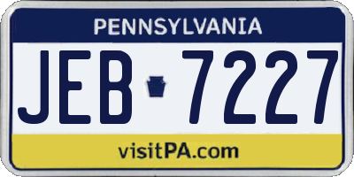 PA license plate JEB7227