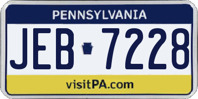 PA license plate JEB7228