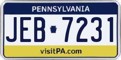 PA license plate JEB7231