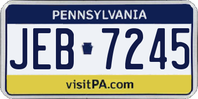 PA license plate JEB7245