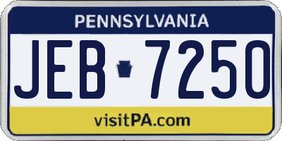 PA license plate JEB7250