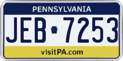 PA license plate JEB7253