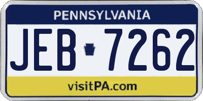 PA license plate JEB7262