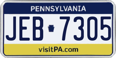 PA license plate JEB7305