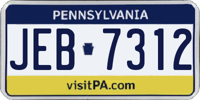 PA license plate JEB7312