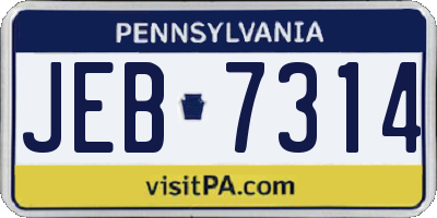 PA license plate JEB7314