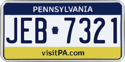 PA license plate JEB7321