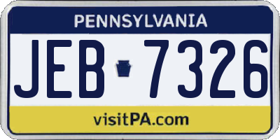 PA license plate JEB7326