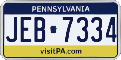 PA license plate JEB7334