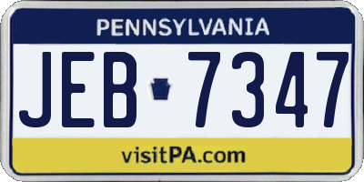 PA license plate JEB7347
