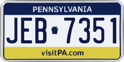PA license plate JEB7351