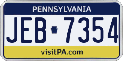 PA license plate JEB7354