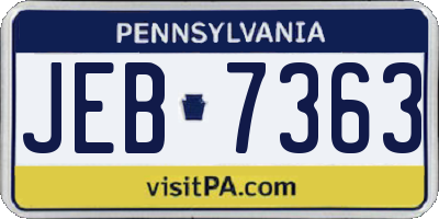 PA license plate JEB7363