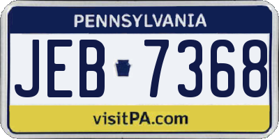 PA license plate JEB7368