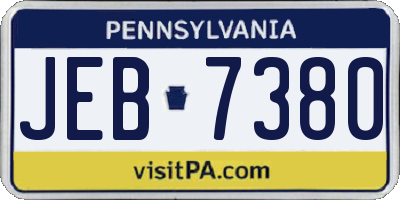 PA license plate JEB7380