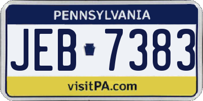 PA license plate JEB7383