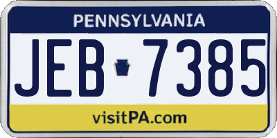 PA license plate JEB7385