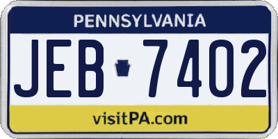 PA license plate JEB7402