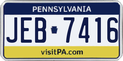 PA license plate JEB7416