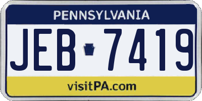PA license plate JEB7419