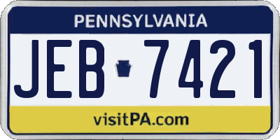 PA license plate JEB7421