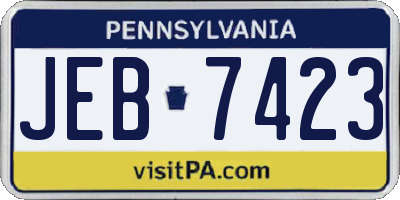 PA license plate JEB7423