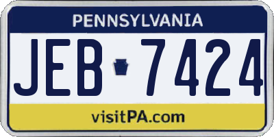 PA license plate JEB7424