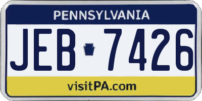 PA license plate JEB7426