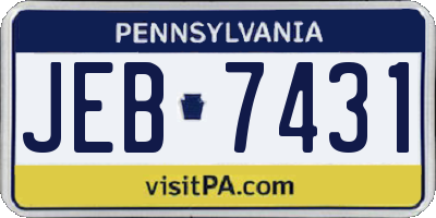 PA license plate JEB7431