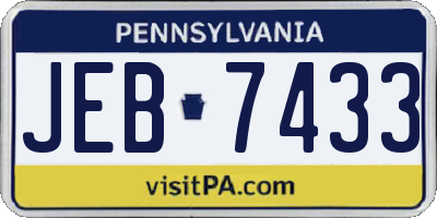 PA license plate JEB7433