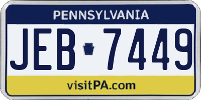 PA license plate JEB7449