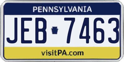 PA license plate JEB7463