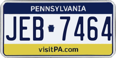 PA license plate JEB7464