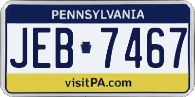 PA license plate JEB7467