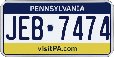 PA license plate JEB7474