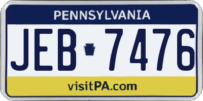 PA license plate JEB7476