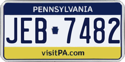 PA license plate JEB7482