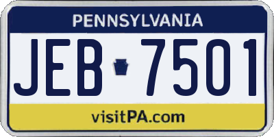 PA license plate JEB7501