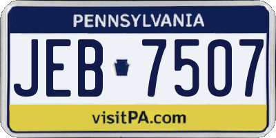 PA license plate JEB7507
