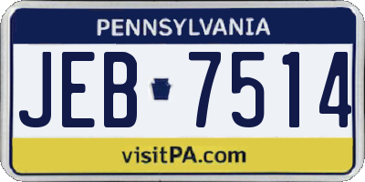 PA license plate JEB7514
