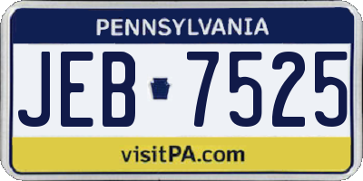 PA license plate JEB7525