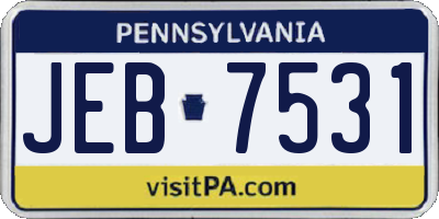 PA license plate JEB7531