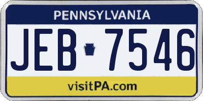 PA license plate JEB7546
