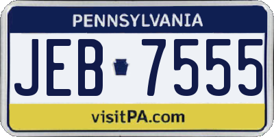PA license plate JEB7555