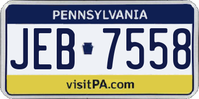 PA license plate JEB7558