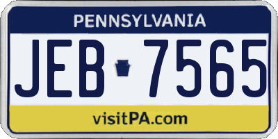 PA license plate JEB7565