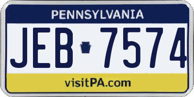 PA license plate JEB7574