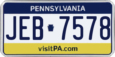PA license plate JEB7578